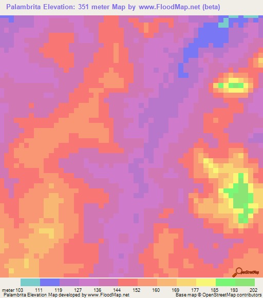 Palambrita,Venezuela Elevation Map