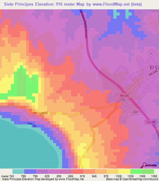 Siete Principes,El Salvador Elevation Map