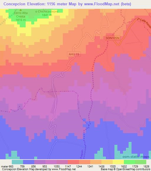 Concepcion,El Salvador Elevation Map