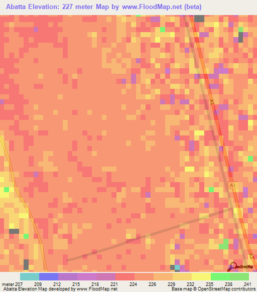 Abatta,Sudan Elevation Map