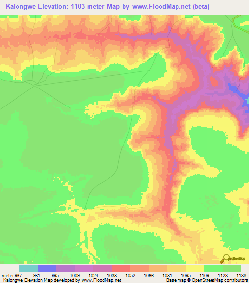 Kalongwe,Congo (Kinshasa) Elevation Map