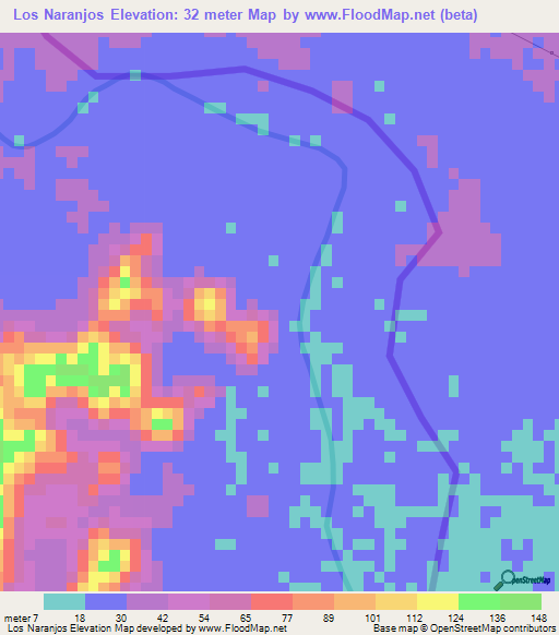 Los Naranjos,El Salvador Elevation Map