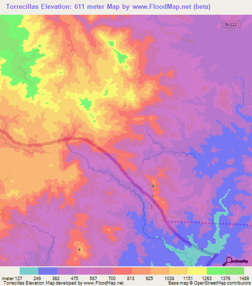 Torrecillas,Honduras Elevation Map