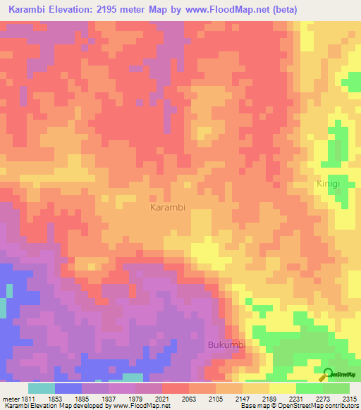 Karambi,Congo (Kinshasa) Elevation Map