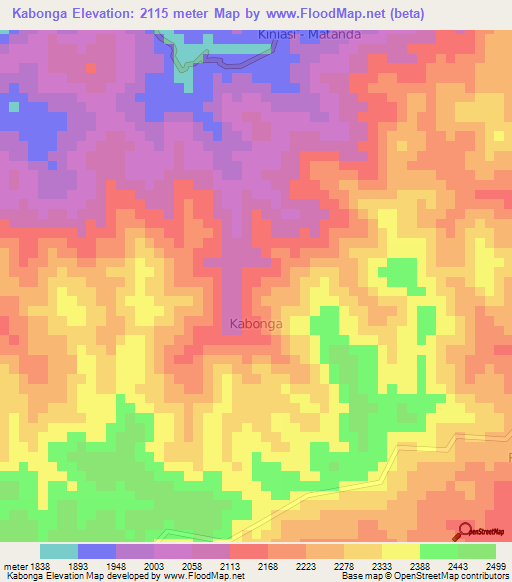 Kabonga,Congo (Kinshasa) Elevation Map