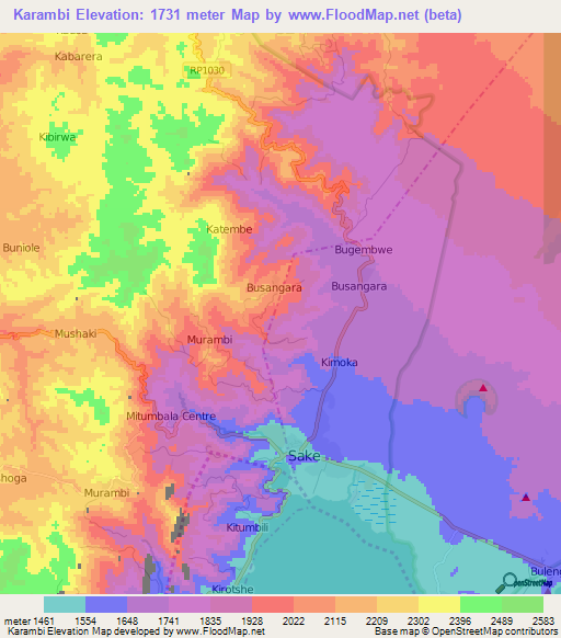 Karambi,Congo (Kinshasa) Elevation Map