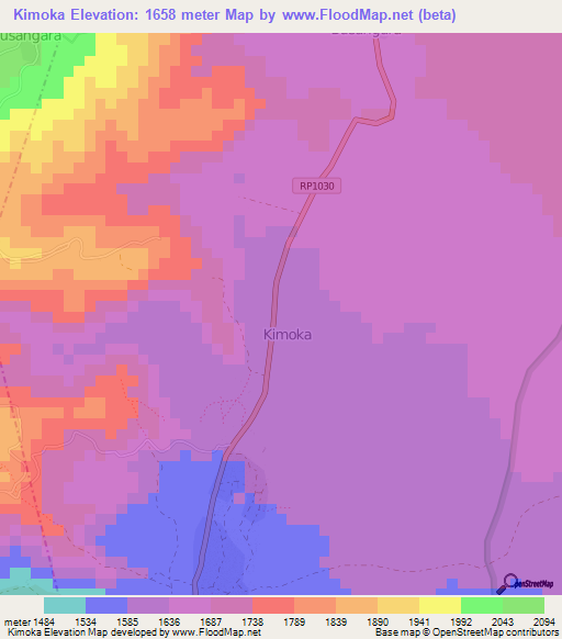 Kimoka,Congo (Kinshasa) Elevation Map