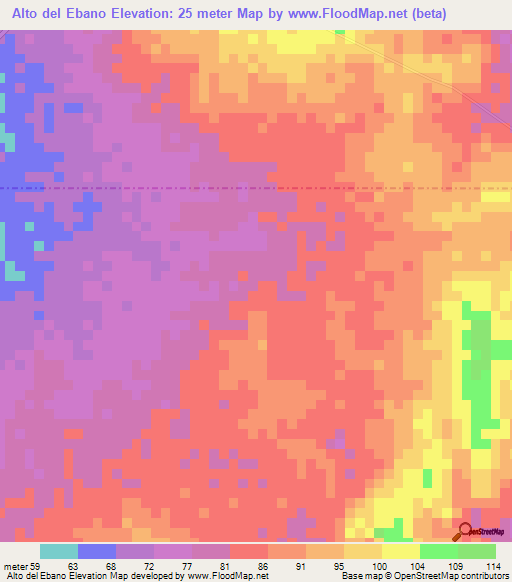 Alto del Ebano,Venezuela Elevation Map