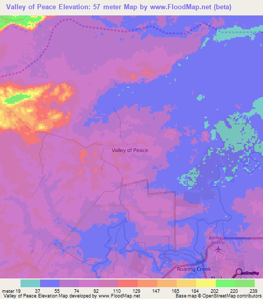 Valley of Peace,Belize Elevation Map