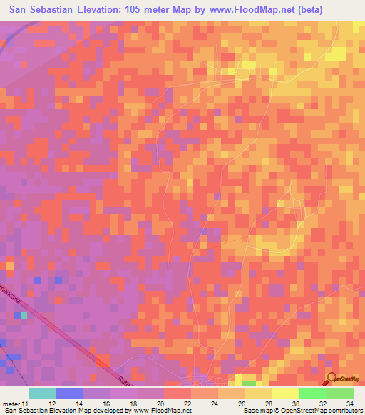 San Sebastian,Peru Elevation Map