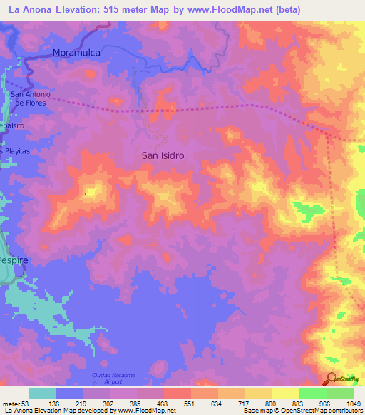 La Anona,Honduras Elevation Map