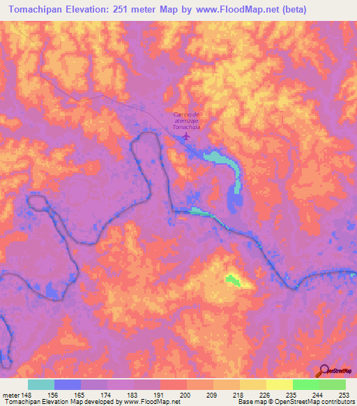 Tomachipan,Colombia Elevation Map