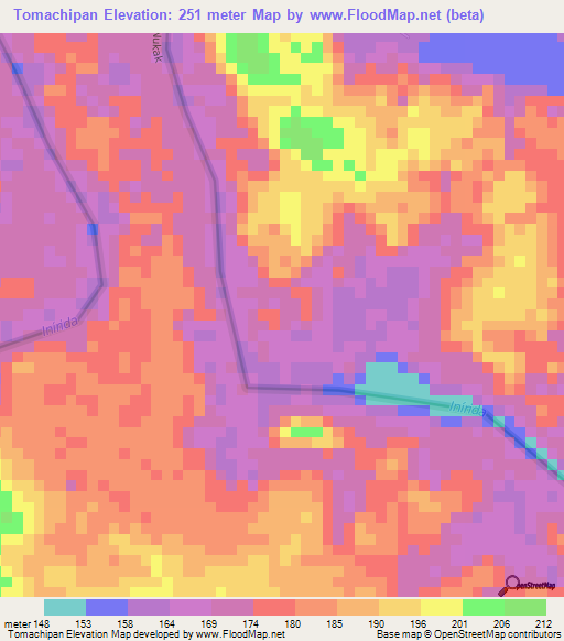 Tomachipan,Colombia Elevation Map