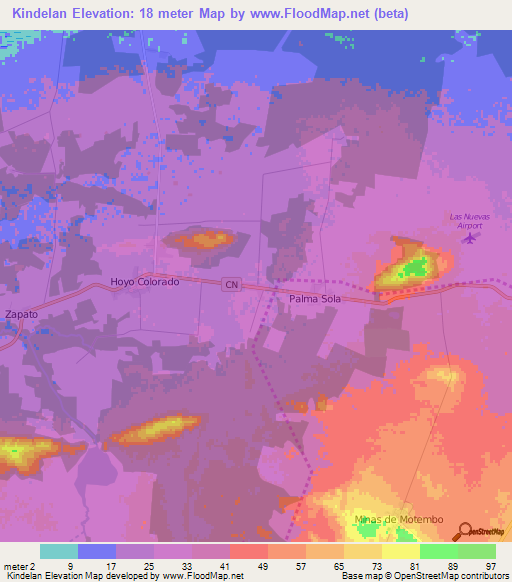 Kindelan,Cuba Elevation Map