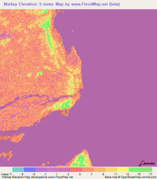 Markey,Bahamas Elevation Map