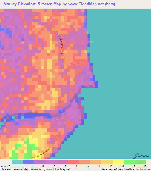 Markey,Bahamas Elevation Map