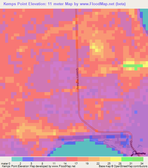 Kemps Point,Bahamas Elevation Map