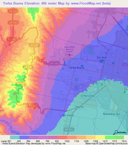Yerba Buena,Argentina Elevation Map