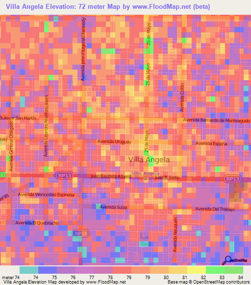 Villa Angela,Argentina Elevation Map