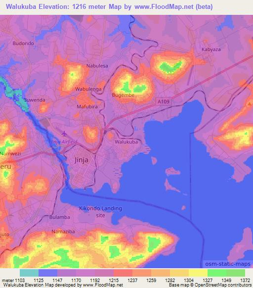Walukuba,Uganda Elevation Map