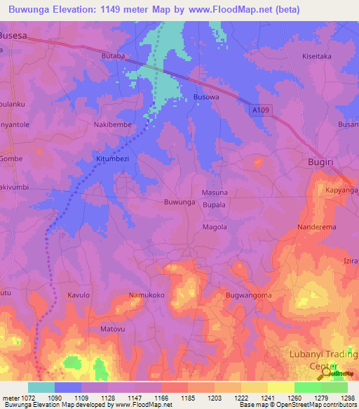 Buwunga,Uganda Elevation Map