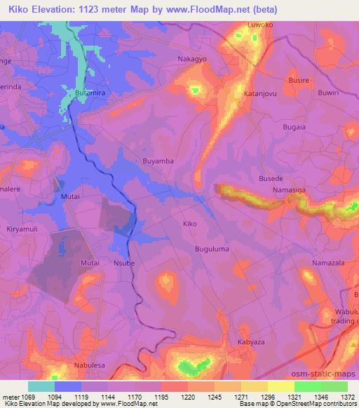 Kiko,Uganda Elevation Map
