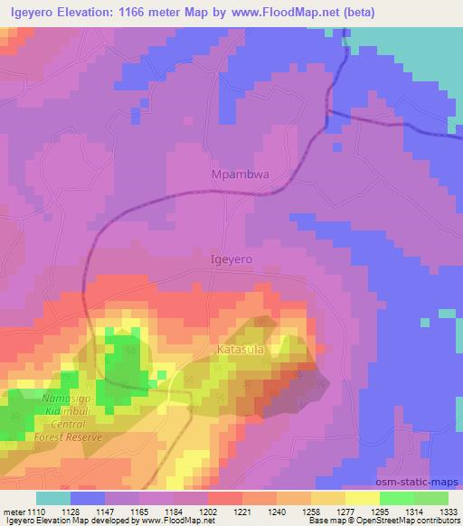Igeyero,Uganda Elevation Map