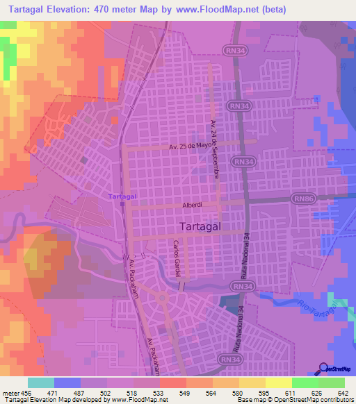 Tartagal,Argentina Elevation Map