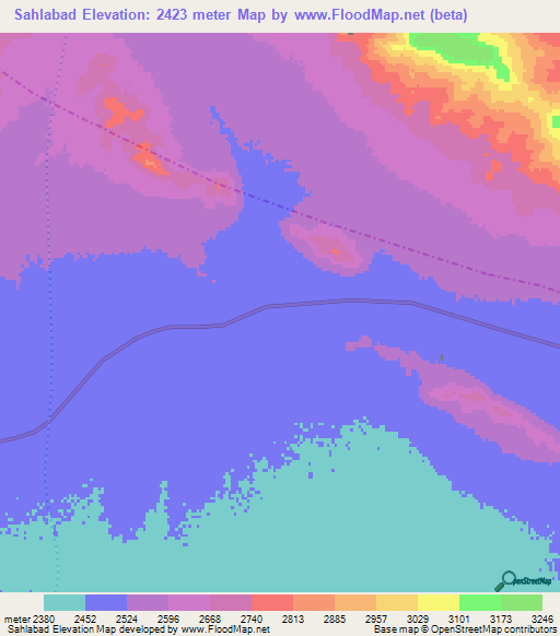 Sahlabad,Iran Elevation Map