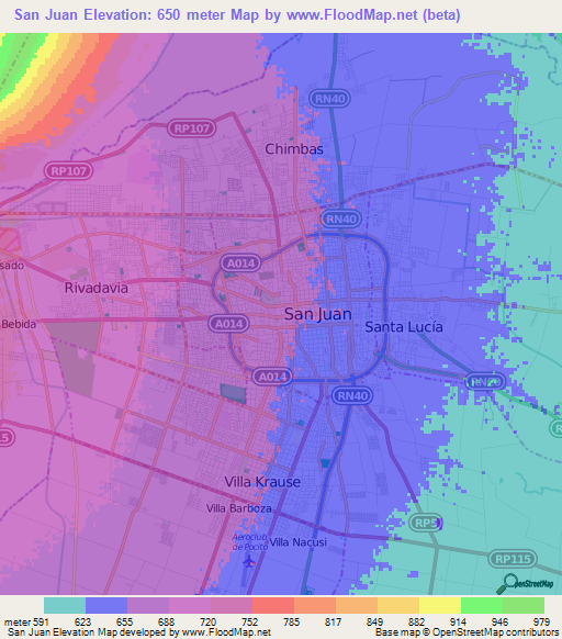 San Juan,Argentina Elevation Map