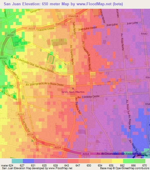 San Juan,Argentina Elevation Map