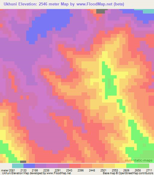 Ukhuni,Iran Elevation Map