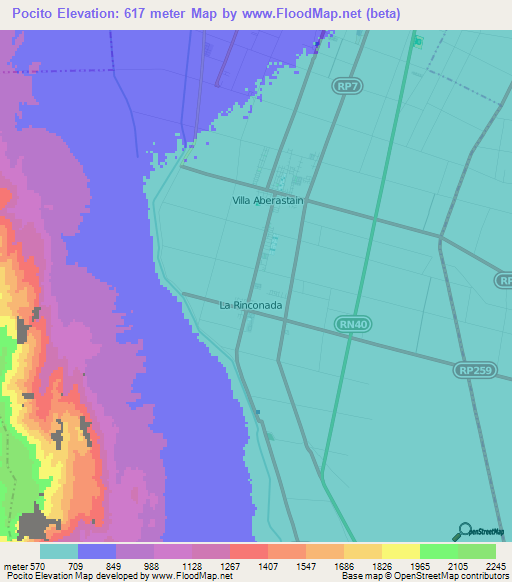 Pocito,Argentina Elevation Map
