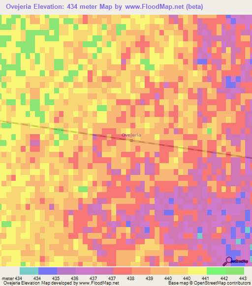 Ovejeria,Argentina Elevation Map