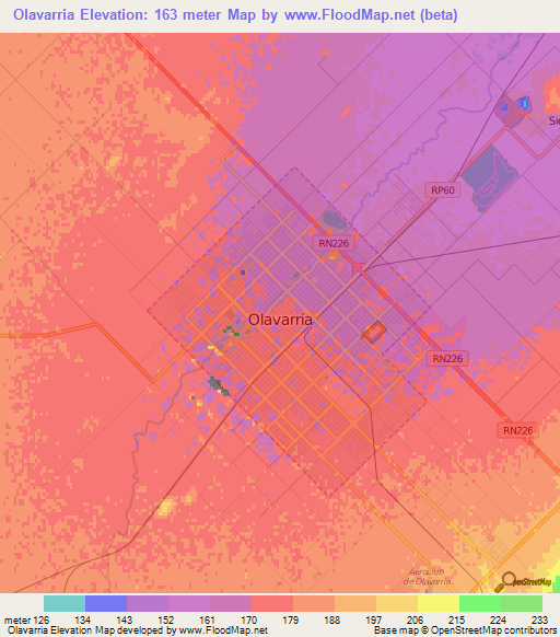 Olavarria,Argentina Elevation Map