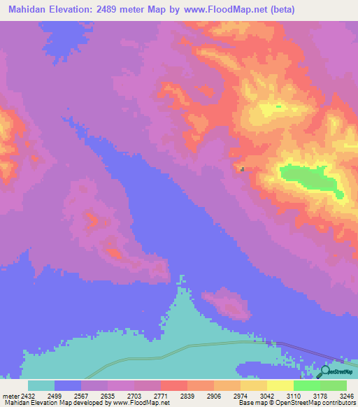 Mahidan,Iran Elevation Map