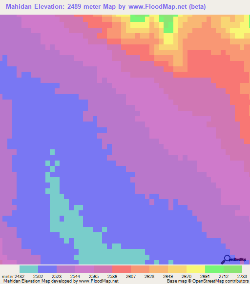 Mahidan,Iran Elevation Map
