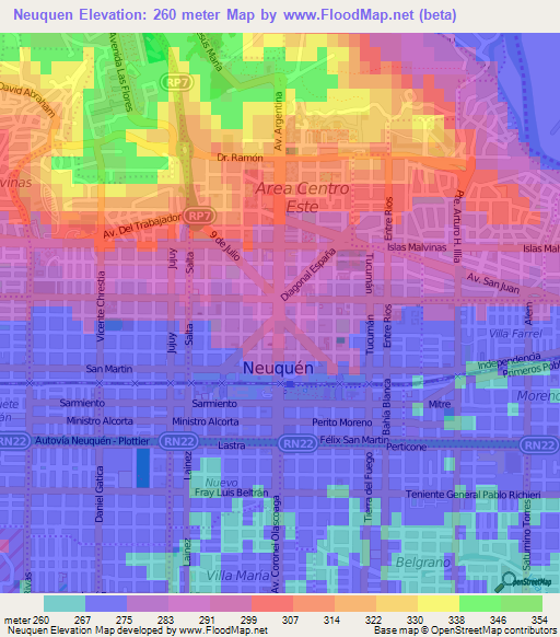 Neuquen,Argentina Elevation Map