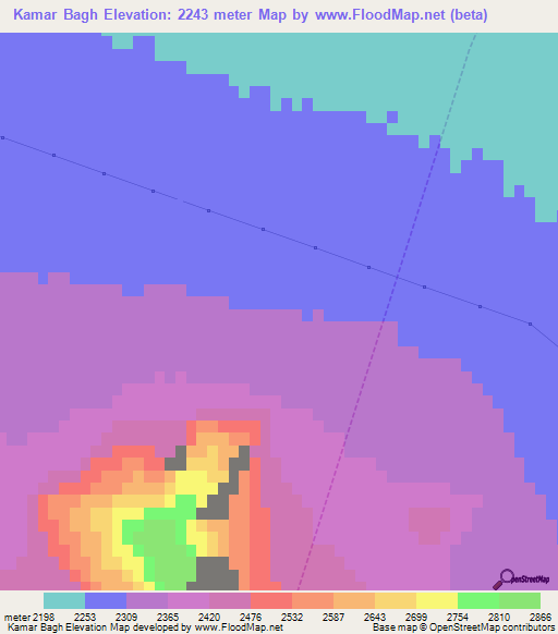 Kamar Bagh,Iran Elevation Map