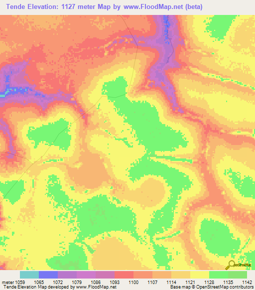 Tende,Congo (Kinshasa) Elevation Map