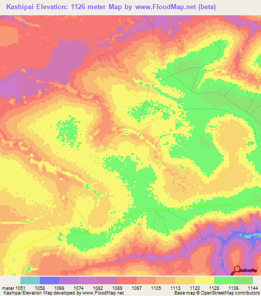 Kashipai,Congo (Kinshasa) Elevation Map
