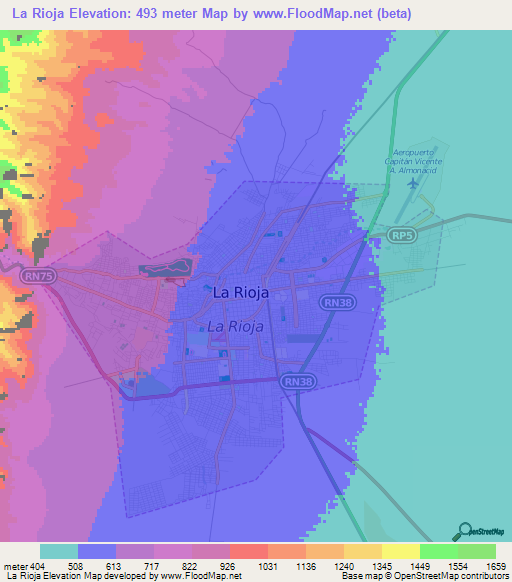 La Rioja,Argentina Elevation Map