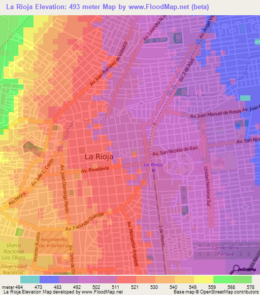 La Rioja,Argentina Elevation Map