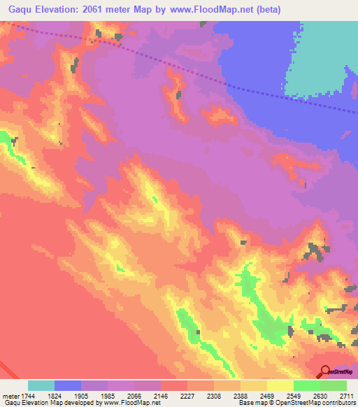 Gaqu,Iran Elevation Map