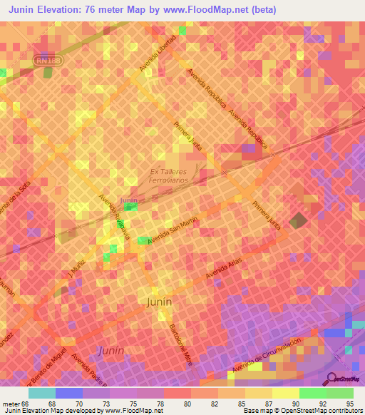 Junin,Argentina Elevation Map
