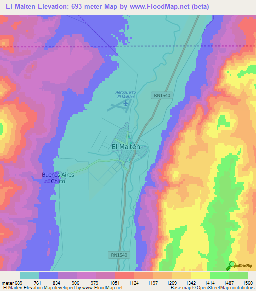 El Maiten,Argentina Elevation Map