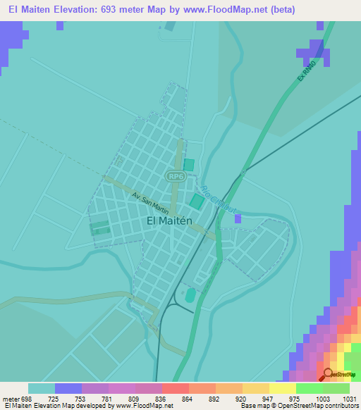 El Maiten,Argentina Elevation Map