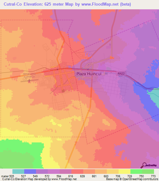 Cutral-Co,Argentina Elevation Map