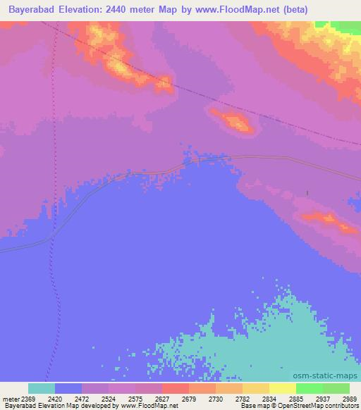 Bayerabad,Iran Elevation Map