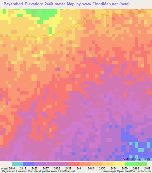Bayerabad,Iran Elevation Map